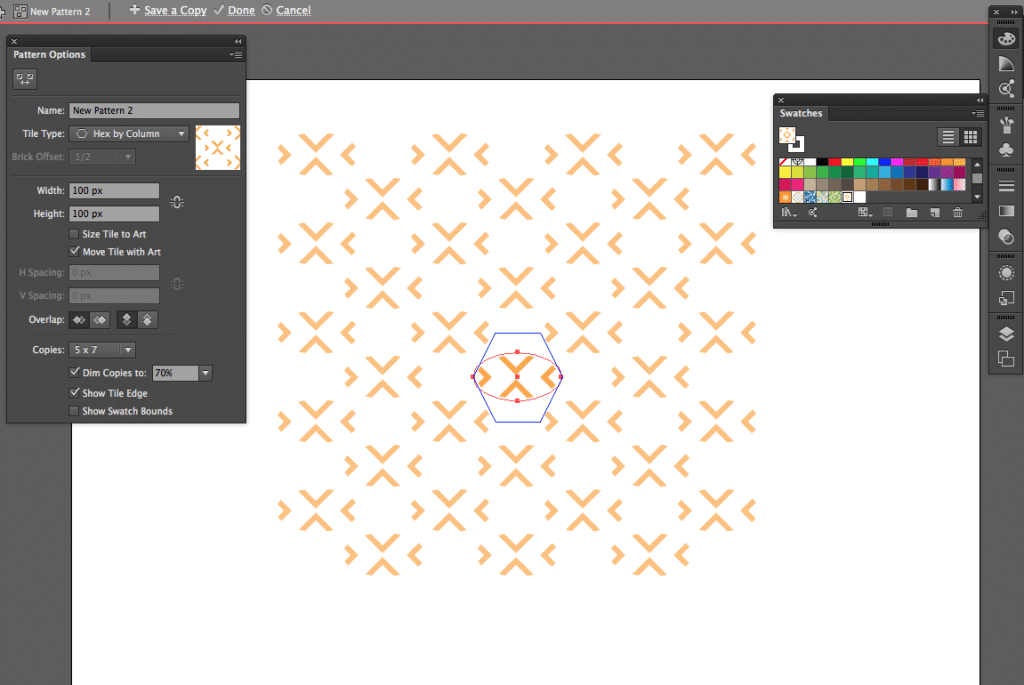 An illustration demonstrating steps on how to create a pattern using Illustrator