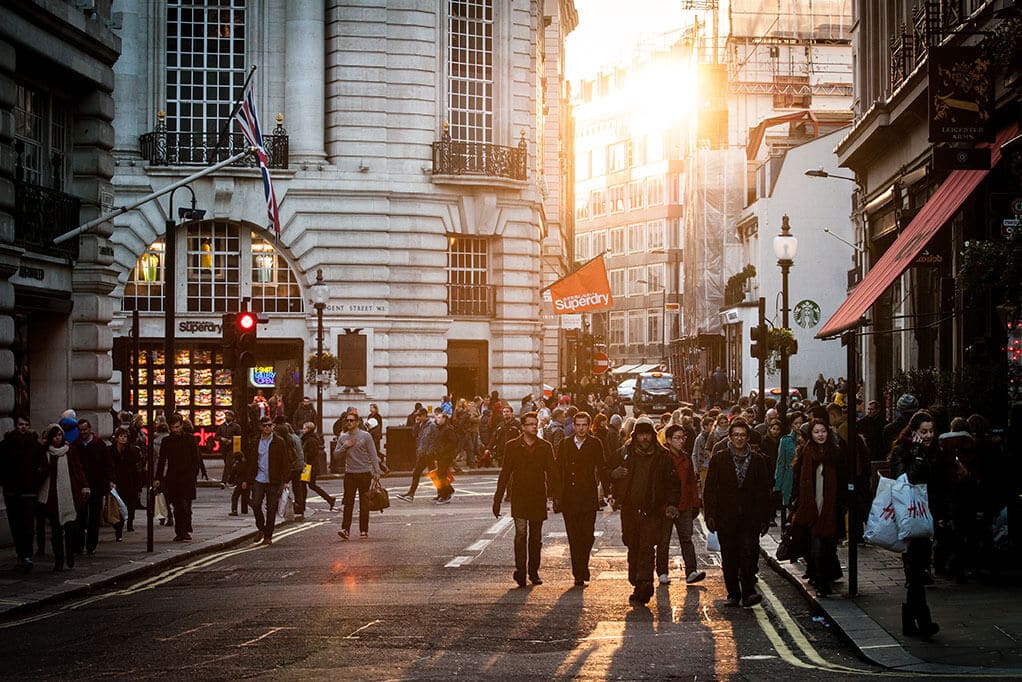 A busy city intersection