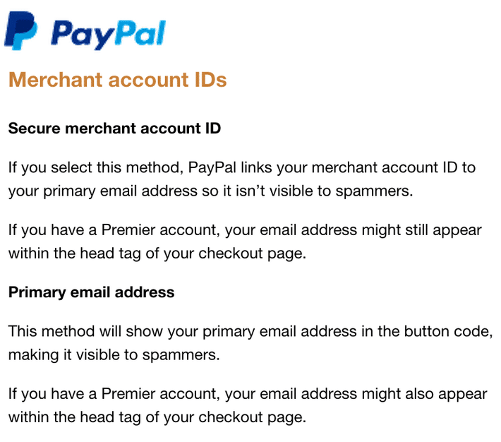 A screenshot of merchant account ID information 