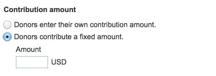 A screenshot showing how to choose how donors can give money