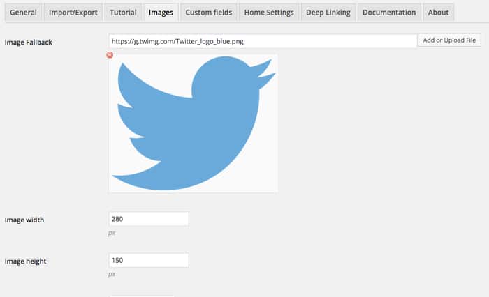 Uploading an image of the Twitter logo and setting it as the fallback image within JM Twitter Cards