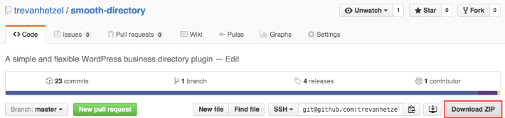 screenshot from GitHub with Download ZIP button highlighted