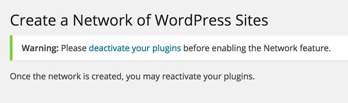 Screenshot of Deactivate Plugins reminder in WordPress