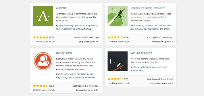 screenshot of plugins in the WordPress Plugin Directory