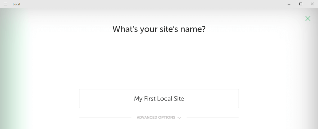 Local WordPress Setup Screen using Local