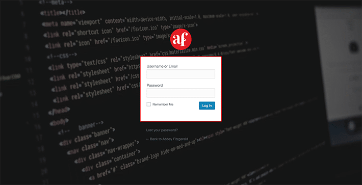 WordPress login page, now with a new background image