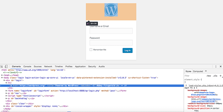 Changing the logo on the WordPress login page