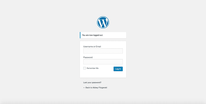 Screenshot of the standard WordPress login page