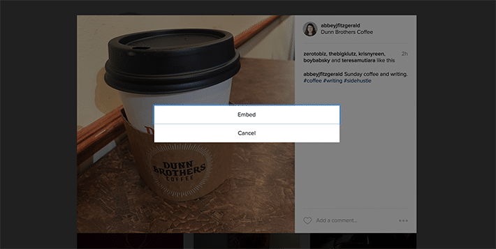 an example of how to embed an Instagram photo