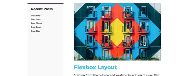 CSS Grid with Flexbox - Detailed Screenshot of Content Areas