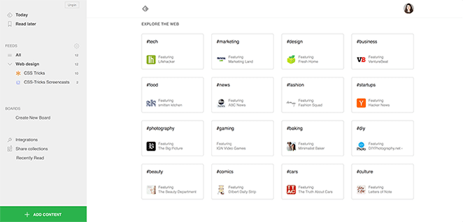 feedly example screenshot