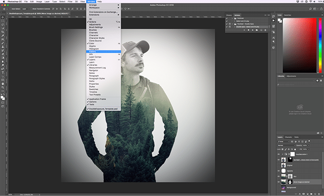 double exposure photoshop action history