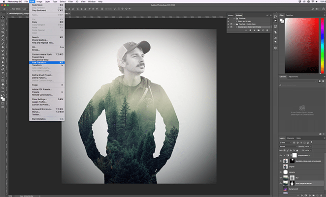 double exposure photoshop action free transform