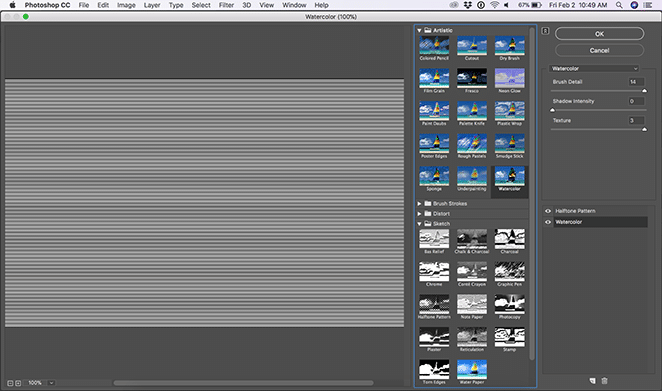 Watercolor effect options in PhotoShop