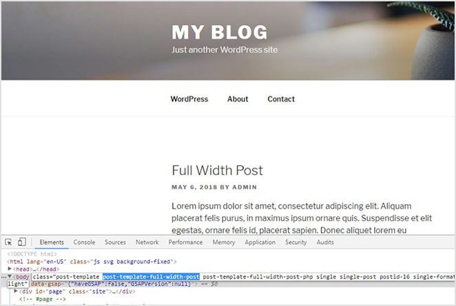 Comprehensive WordPress Post Template with Website Inspection Screenshot