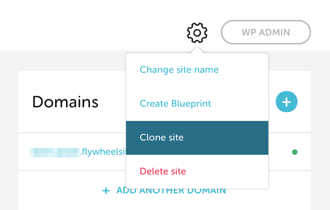 clone wordpress website click settings clone site