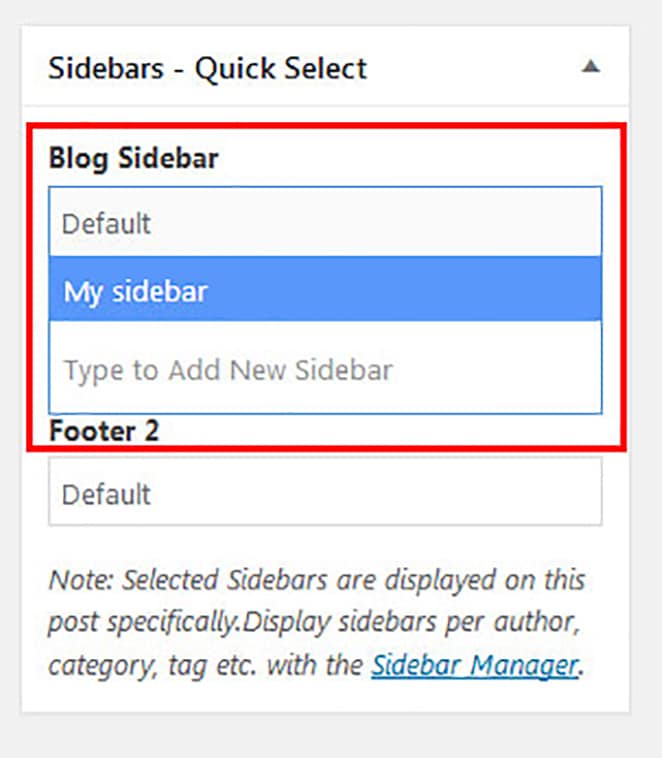 quick select blog sidebars for posts and pages to get different wordpress sidebar