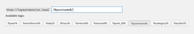 custom structure settings in wordpress dashboard when creating a customer permalink structure set to post name