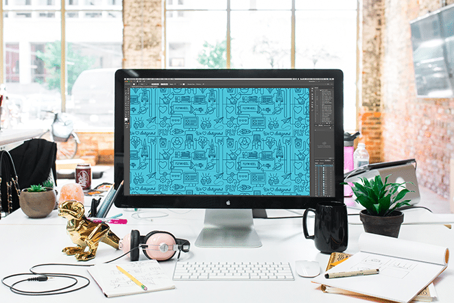 design patterns tutorial example with pattern in Adobe Illustrator on desktop scene