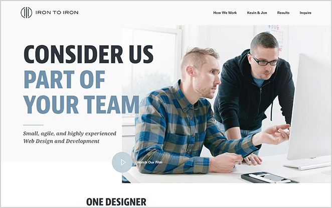 WordPress Web Design: Screenshot from Top-Rated WordPress Agency Iron to Iron - Website Example