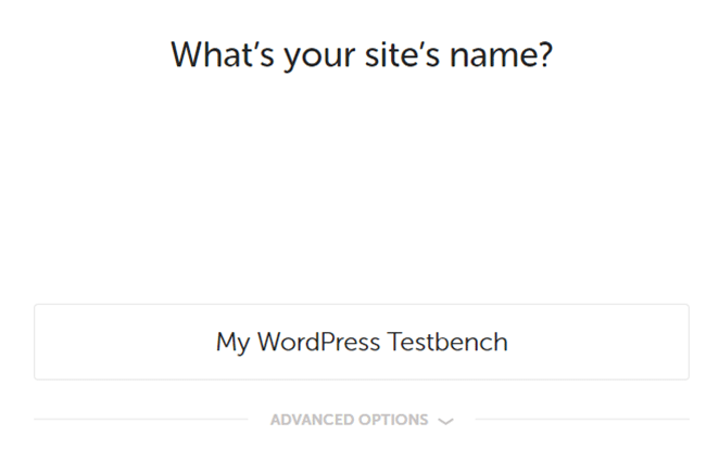 screenshot of local wp name your site prompt