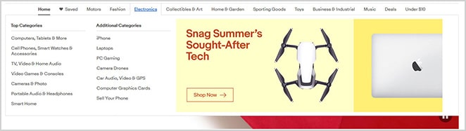 ebay mega menu example screenshot