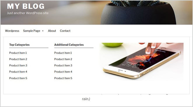 mega menu wordpress screenshot categories preview