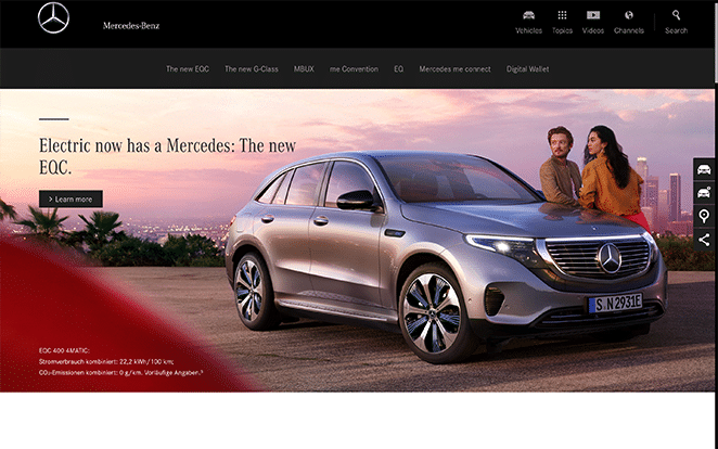 WordPress Web Design illustrated with Mercedes-Benz Website screenshot