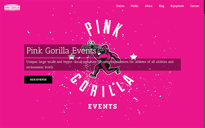 WordPress Web Design Sample - Website Screenshot from Pink Gorilla Events by Renowned WordPress Agency