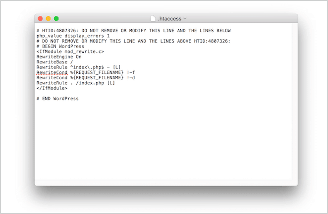 .htaccess file screenshot